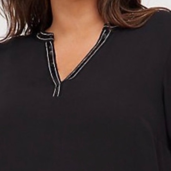 TORRID GEORGETTE EMBELLISHED BLOUSE - BLACK NWTs - Picture 5 of 10